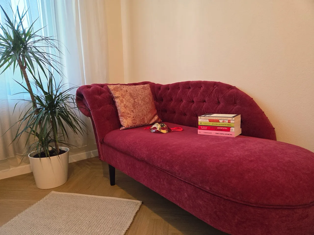 canapea in cabinetul de psihoterapie